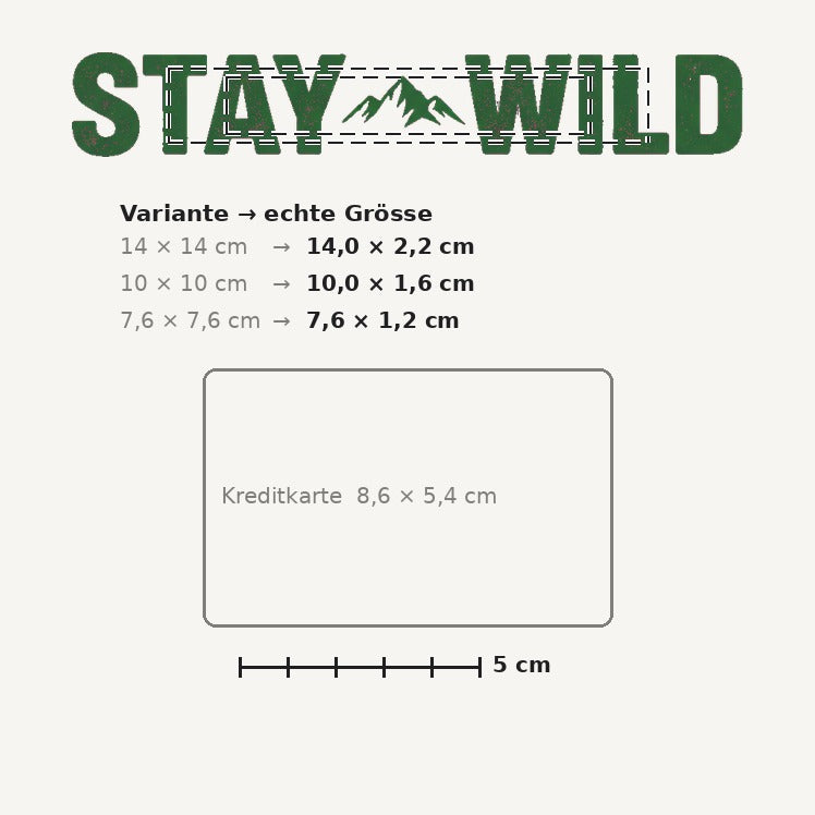 Grössenvergleich – Sticker «Staywild» · 1 Stück
