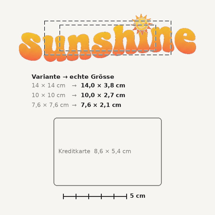 Grössenvergleich – Sticker «Sunshine» · 1 Stück