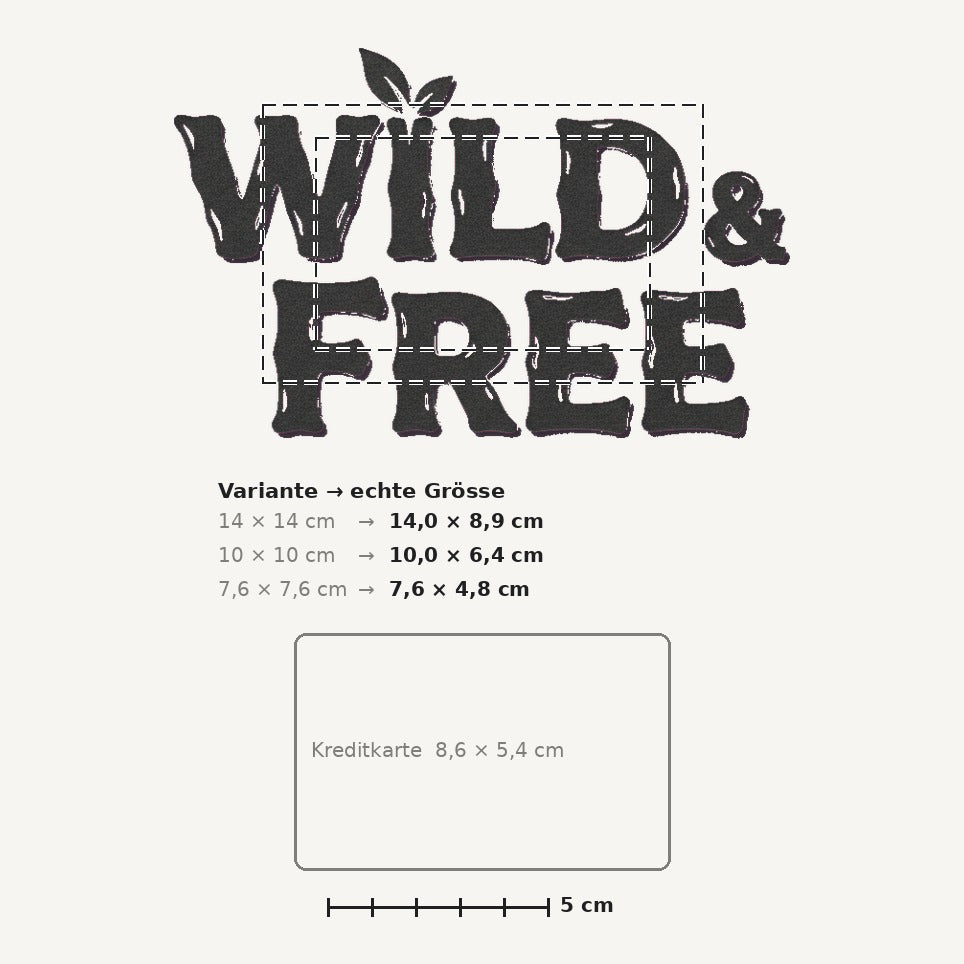 Grössenvergleich – Sticker «Wildfree» · 1 Stück