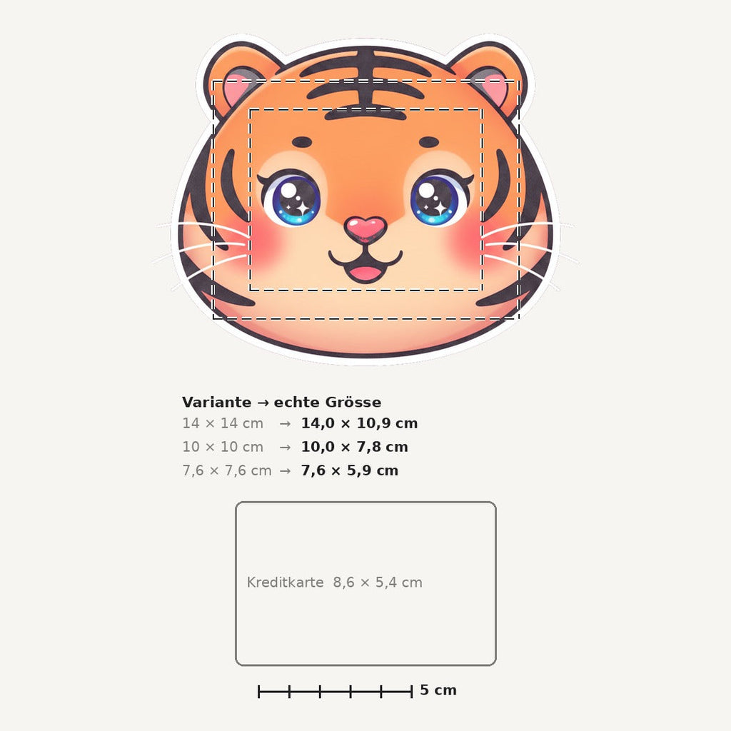 Grössenvergleich – Sticker «Tiger» · 1 Stück