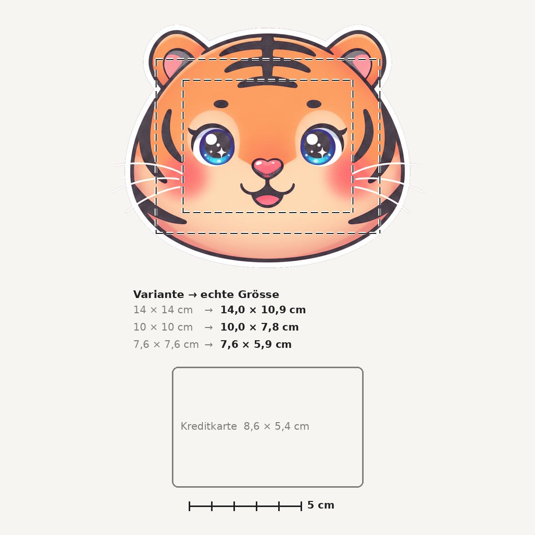 Grössenvergleich – Sticker «Tiger» · 1 Stück