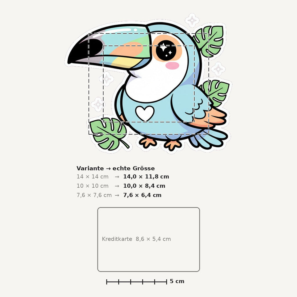 Grössenvergleich – Sticker «Toucan» · 1 Stück