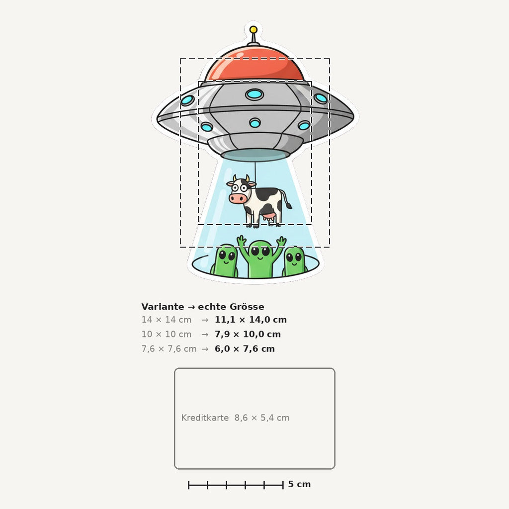 Grössenvergleich – Sticker «Ufo» · 1 Stück