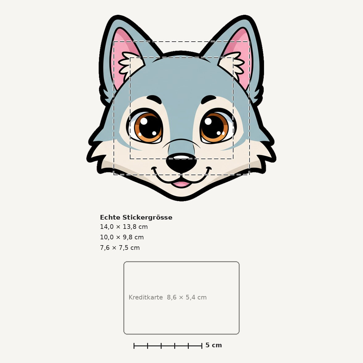 Grössenvergleich – Sticker «Wolf» · 1 Stück
