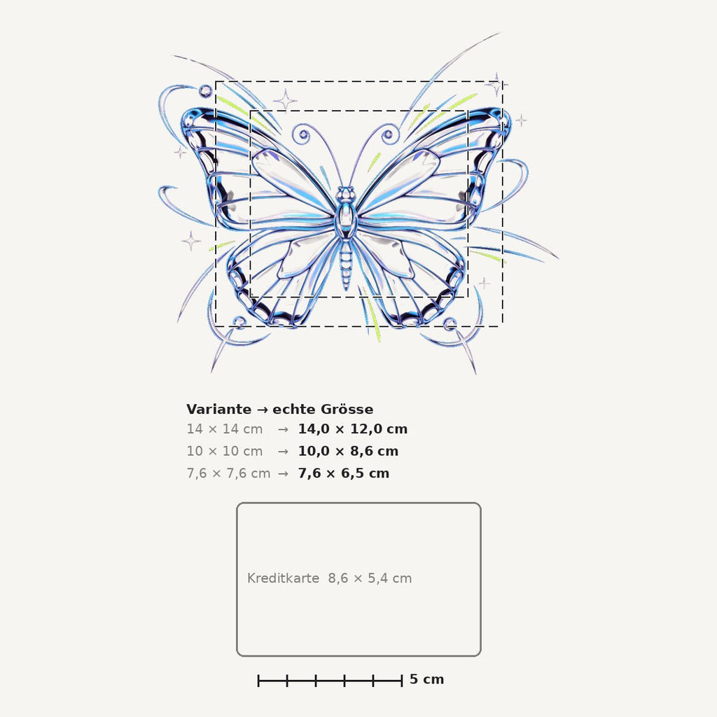 Grössenvergleich – Sticker «Y2k Butterfly» · 1 Stück