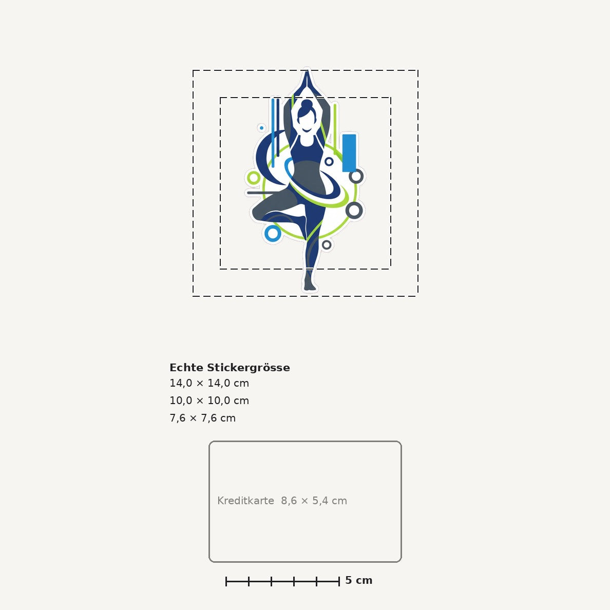 Grössenvergleich – Sticker «Yoga Pose» · 1 Stück
