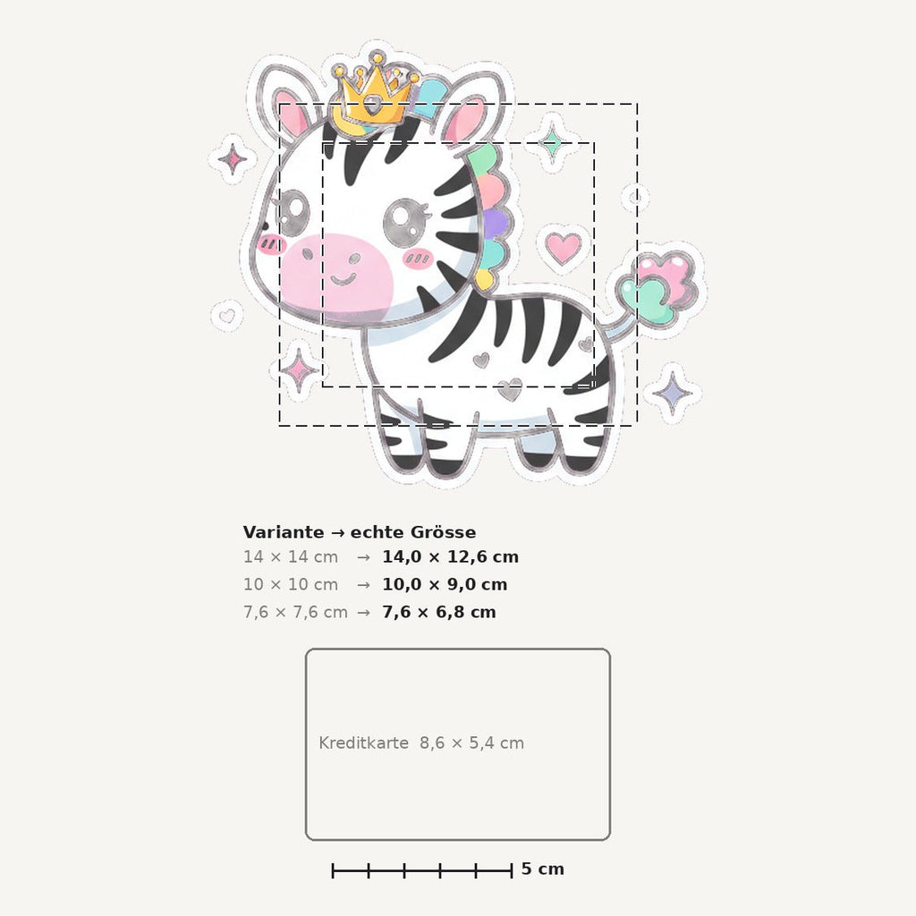 Grössenvergleich – Sticker «Zebra» · 1 Stück