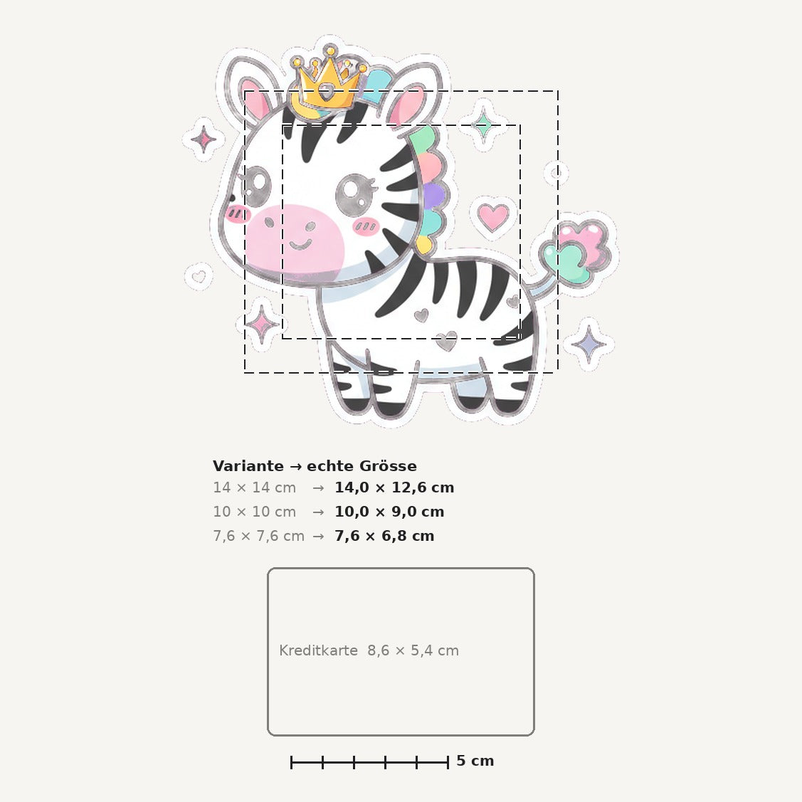 Grössenvergleich – Sticker «Zebra» · 1 Stück