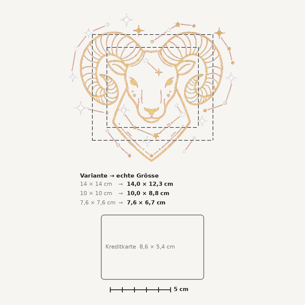 Grössenvergleich – Sticker «Zodiac Aries» · 1 Stück