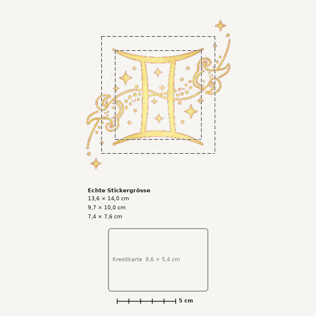 Grössenvergleich – Sticker «Zodiac Gemini» · 1 Stück