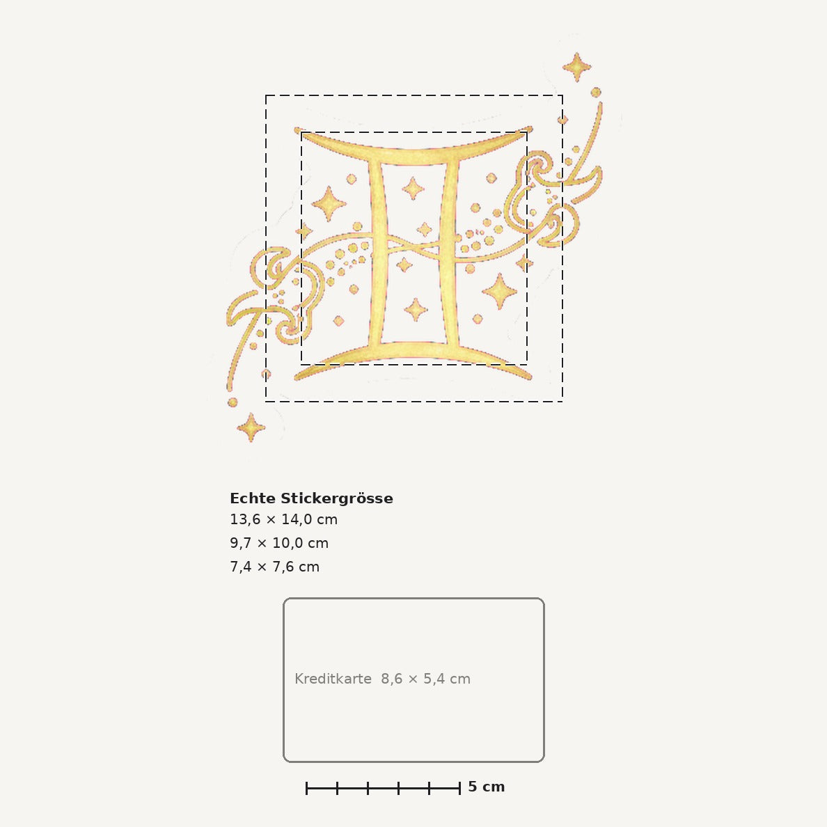 Grössenvergleich – Sticker «Zodiac Gemini» · 1 Stück