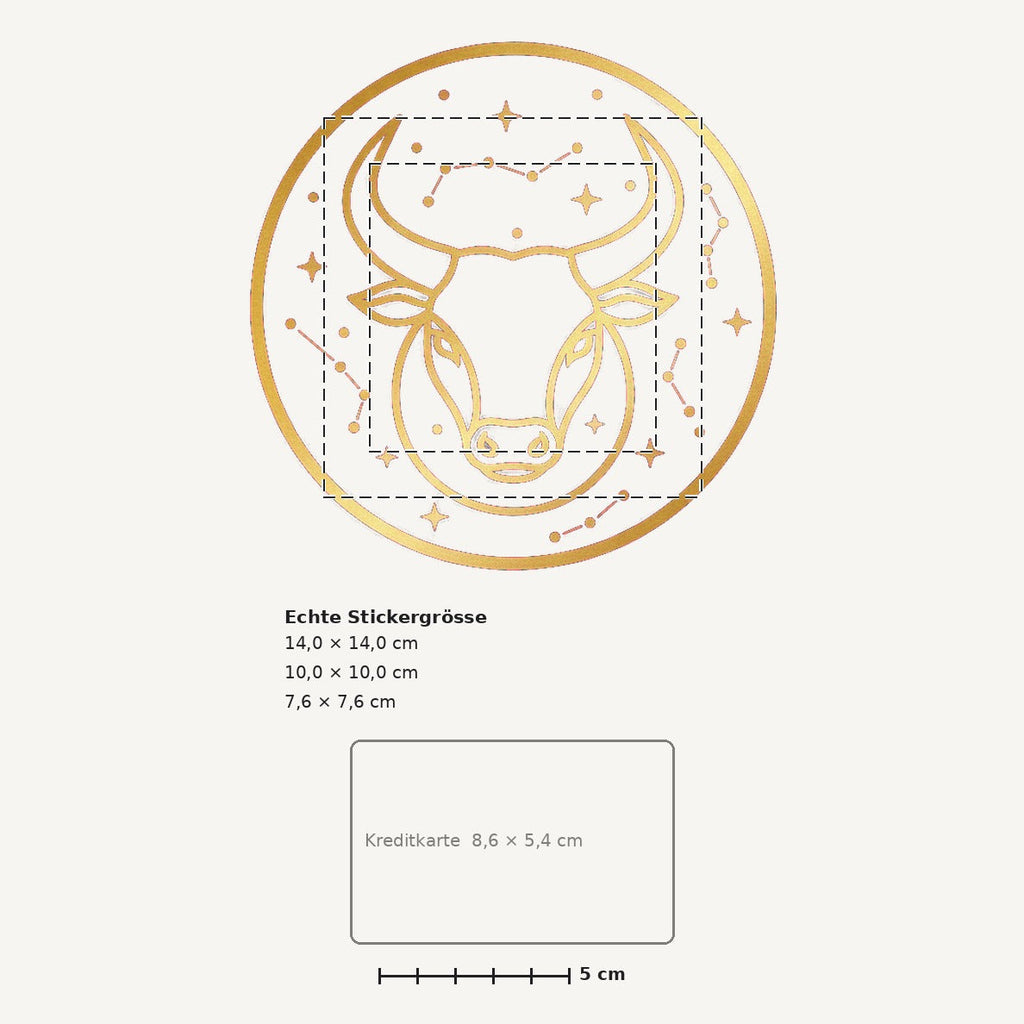 Grössenvergleich – Sticker «Zodiac Taurus» · 1 Stück