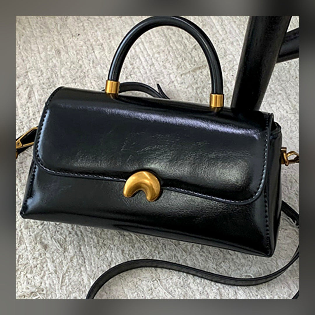 LuxeStyle-Edit · Henkeltasche «Lune» · Top-Handle mit Gold-Clip, Crossbody