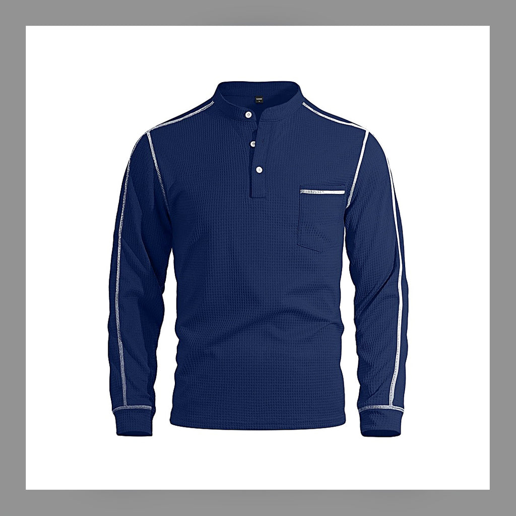 LuxeStyle-Edit · Herren-Henley «Waffle» · Waffelstrick, Langarm