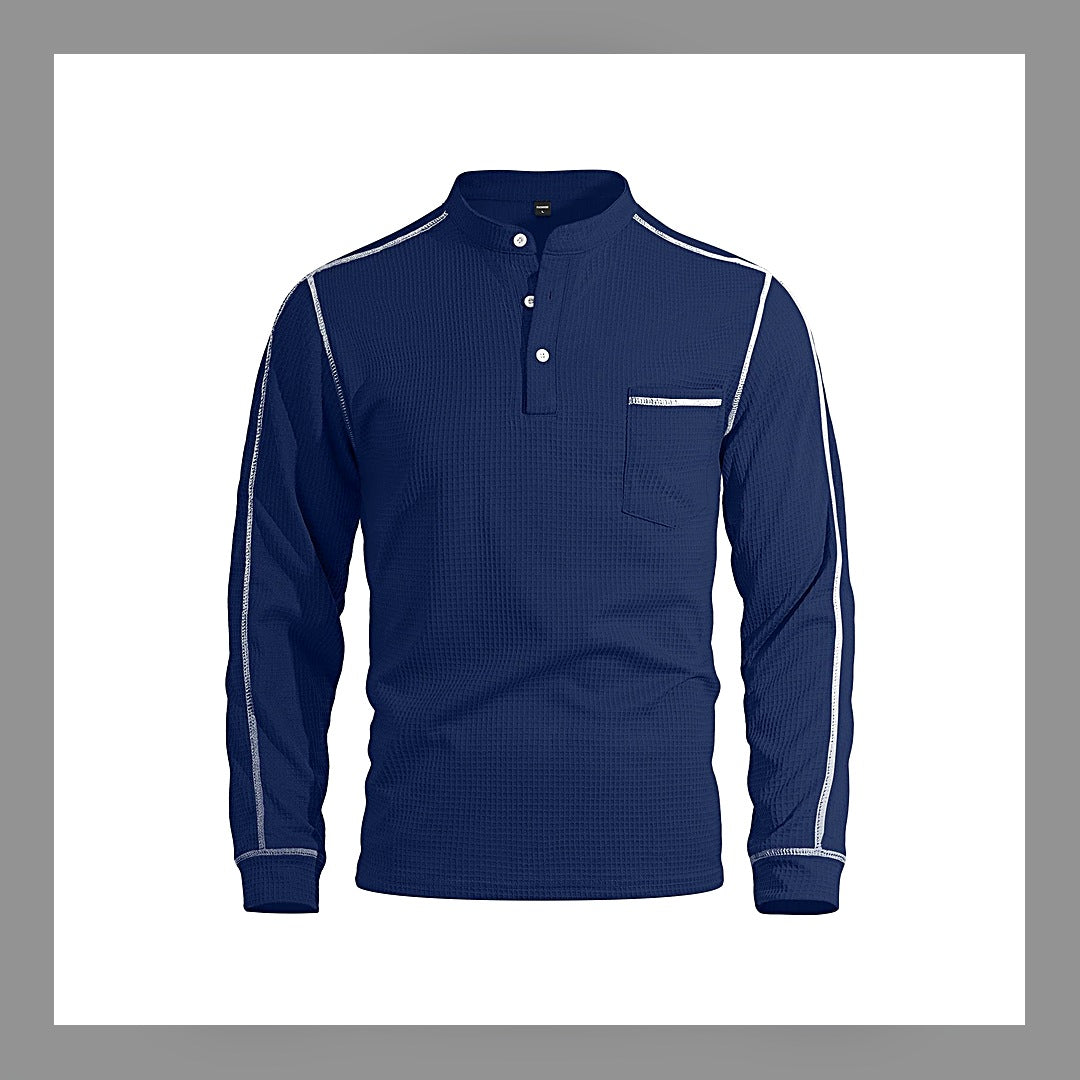 LuxeStyle-Edit · Herren-Henley «Waffle» · Waffelstrick, Langarm
