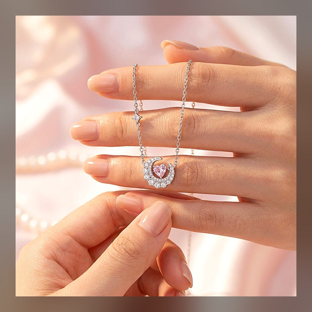 LuxeStyle-Edit · Herz-Mond-Halskette · zarte Schlüsselbein-Kette (Silber-Optik)
