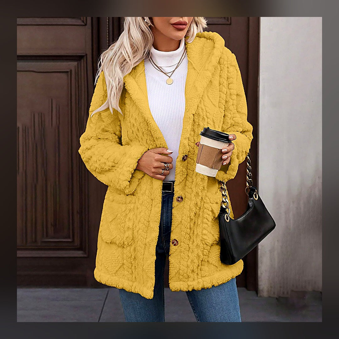 LuxeStyle-Edit · Kapuzen-Cardigan «Cosy» · uni, mit Knöpfen (Damen)
