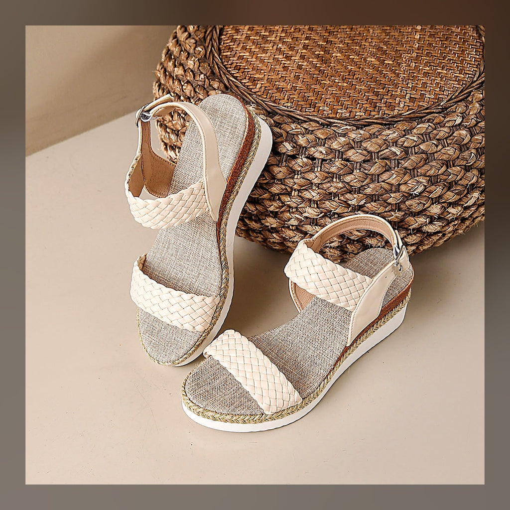 LuxeStyle-Edit · Keil-Sandalen «Capri» · Geflochten, Espadrille-Look