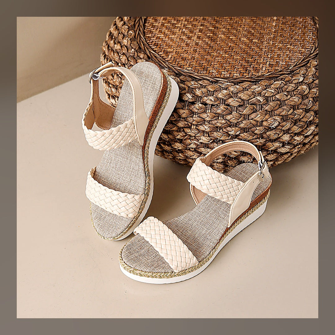 LuxeStyle-Edit · Keil-Sandalen «Capri» · Geflochten, Espadrille-Look