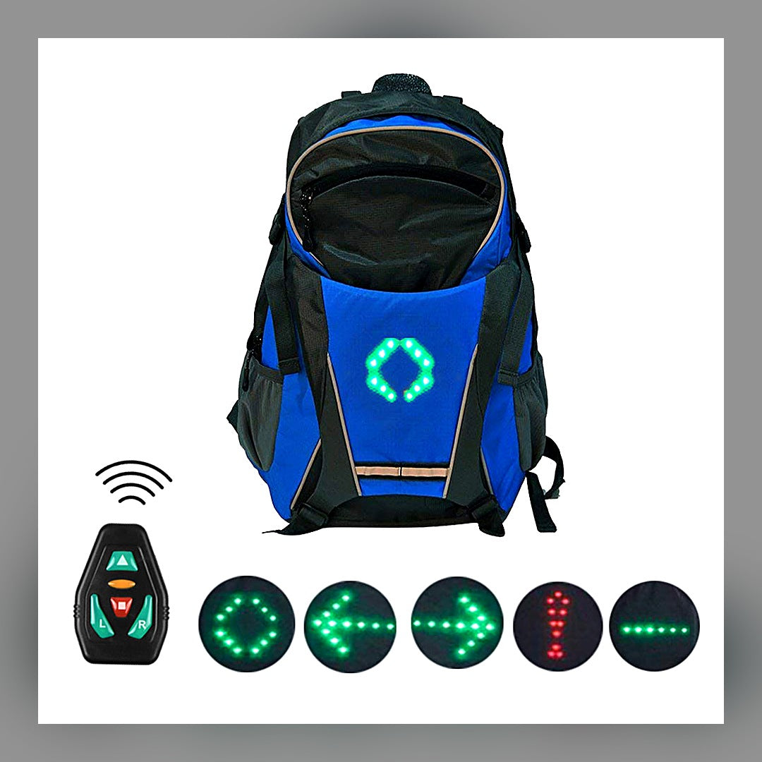 LuxeStyle-Edit · LED-Fahrradrucksack mit Blinker – Funk-Fernbedienung, wasserabweisend