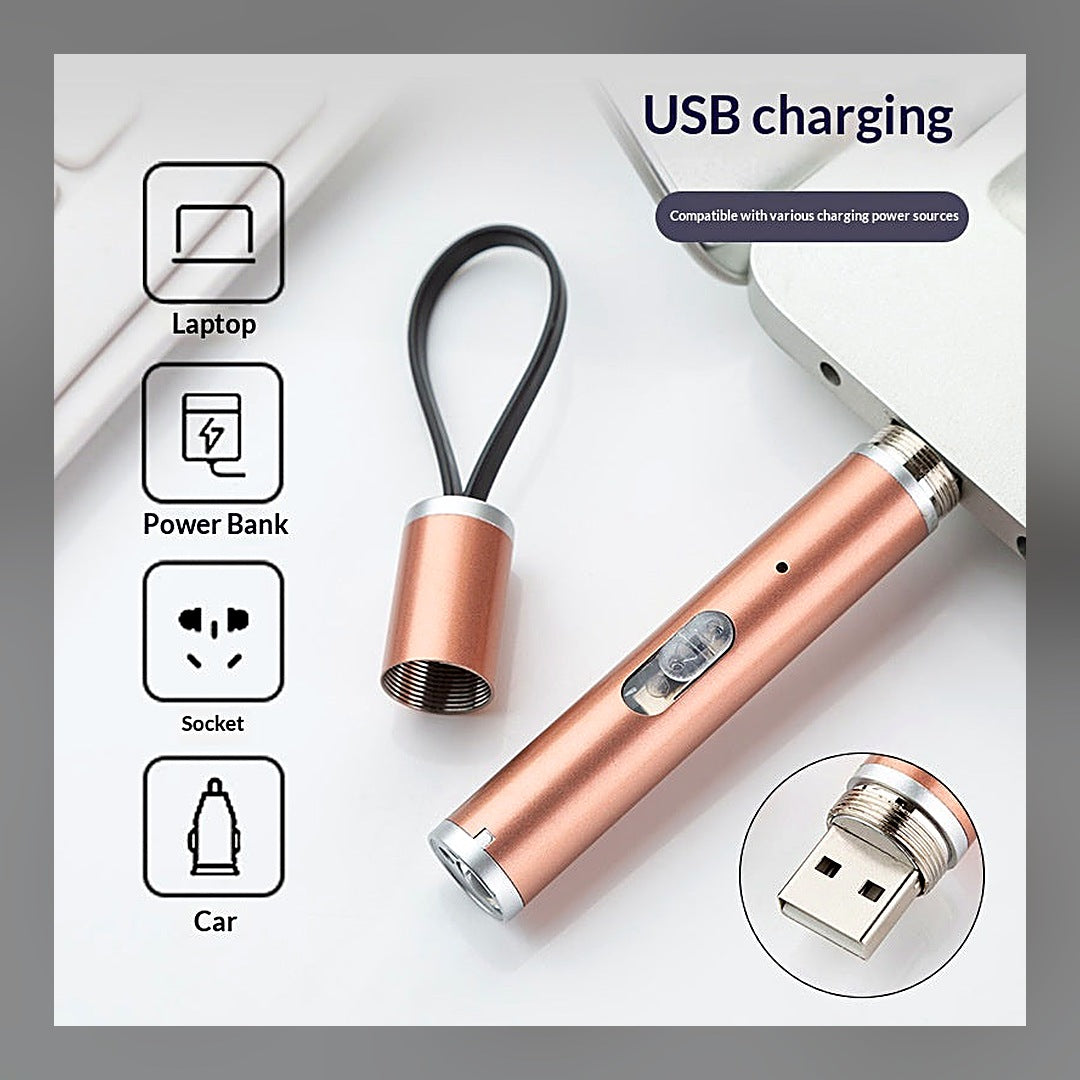 LuxeStyle-Edit · Mini USB-Taschenlampe – Edelstahl, wiederaufladbar, für Schlüsselbund (4 Farben)