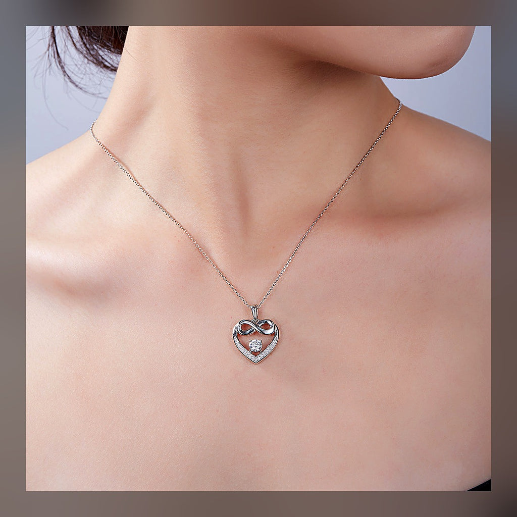 LuxeStyle-Edit · Moissanite-Herzkette «Coeur» · S925 Silber, Infinity