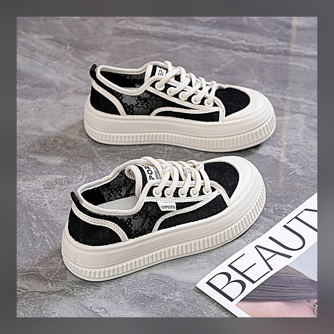 LuxeStyle-Edit · Plateau-Sneaker «Cloud» · Spitzen-Mesh, geschnürt
