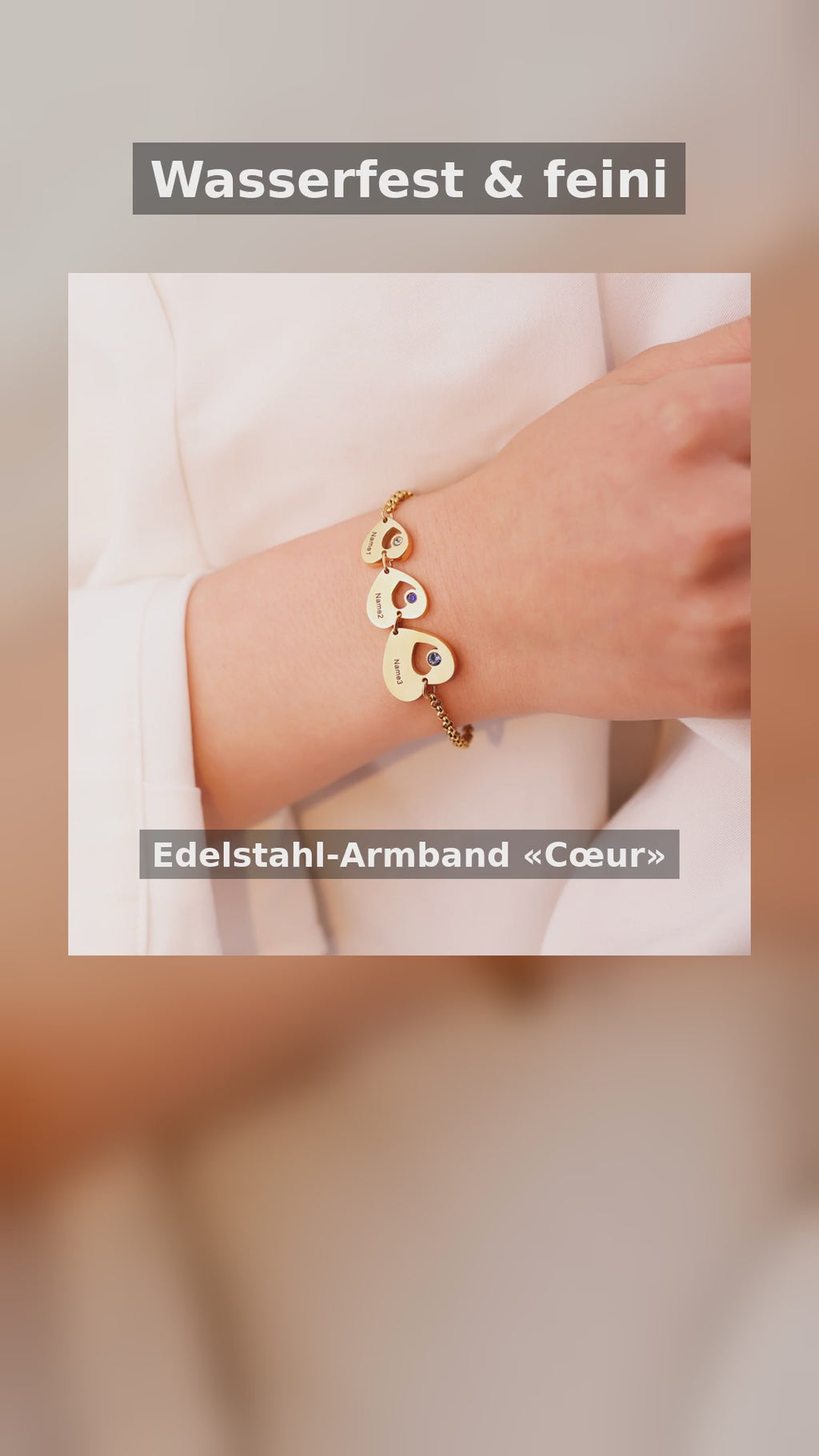 Edelstahl-Armband «Cœur» · Herz, Gold