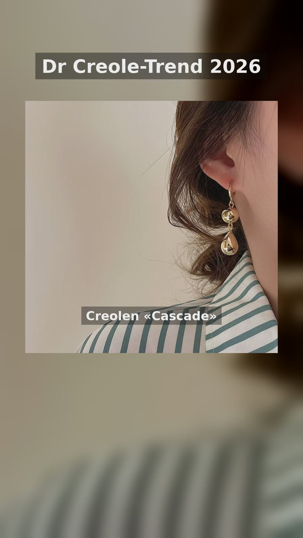 Creolen-Ohrhänger «Cascade» · mit Tropfen, Gold