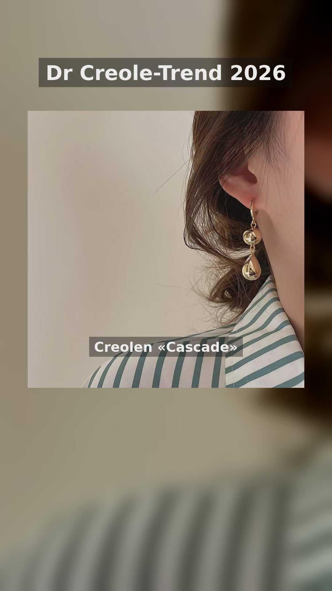 Creolen-Ohrhänger «Cascade» · mit Tropfen, Gold