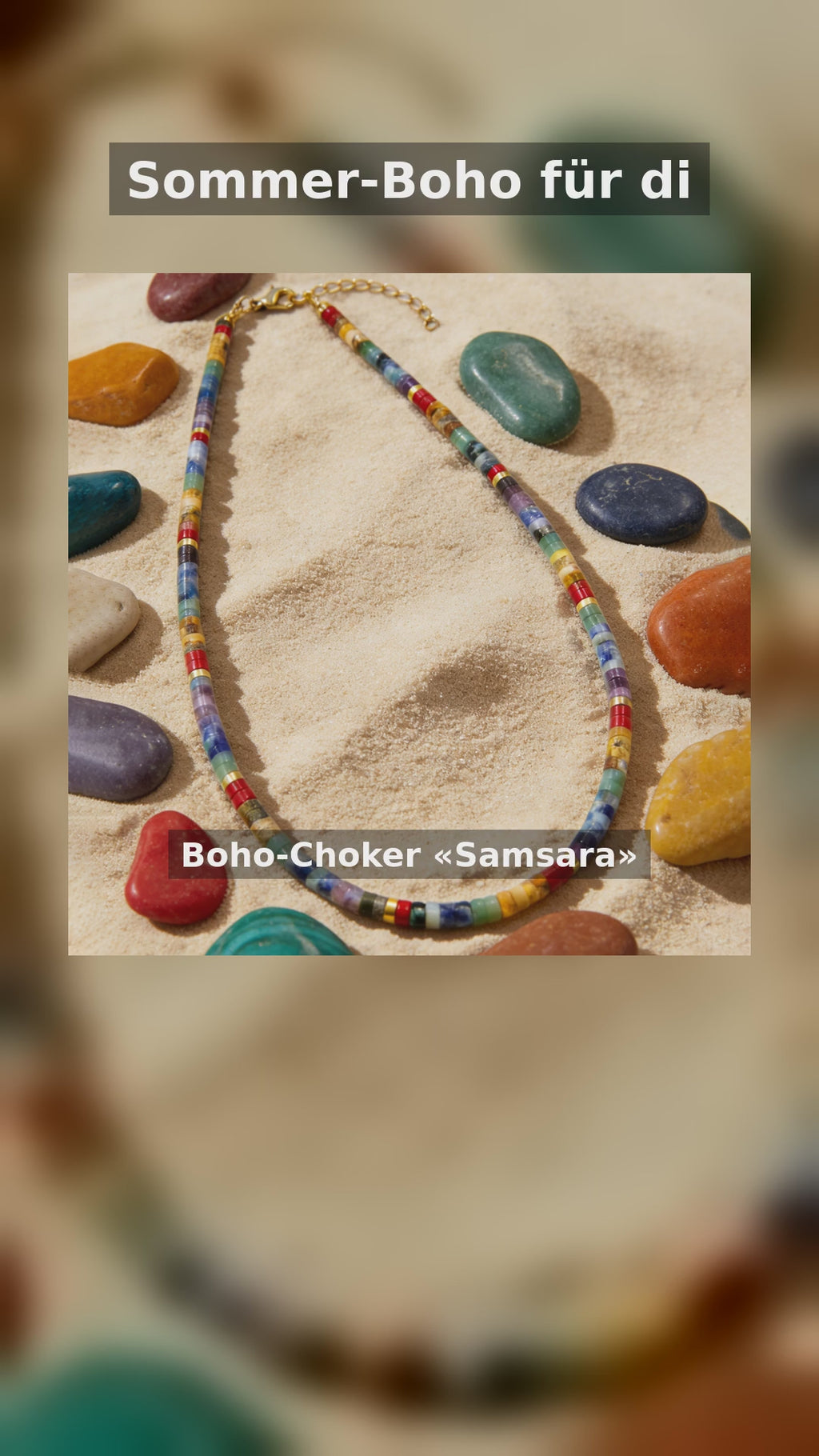 Boho-Choker «Samsara» · 7-Chakra Heishi-Perlen, Naturstein