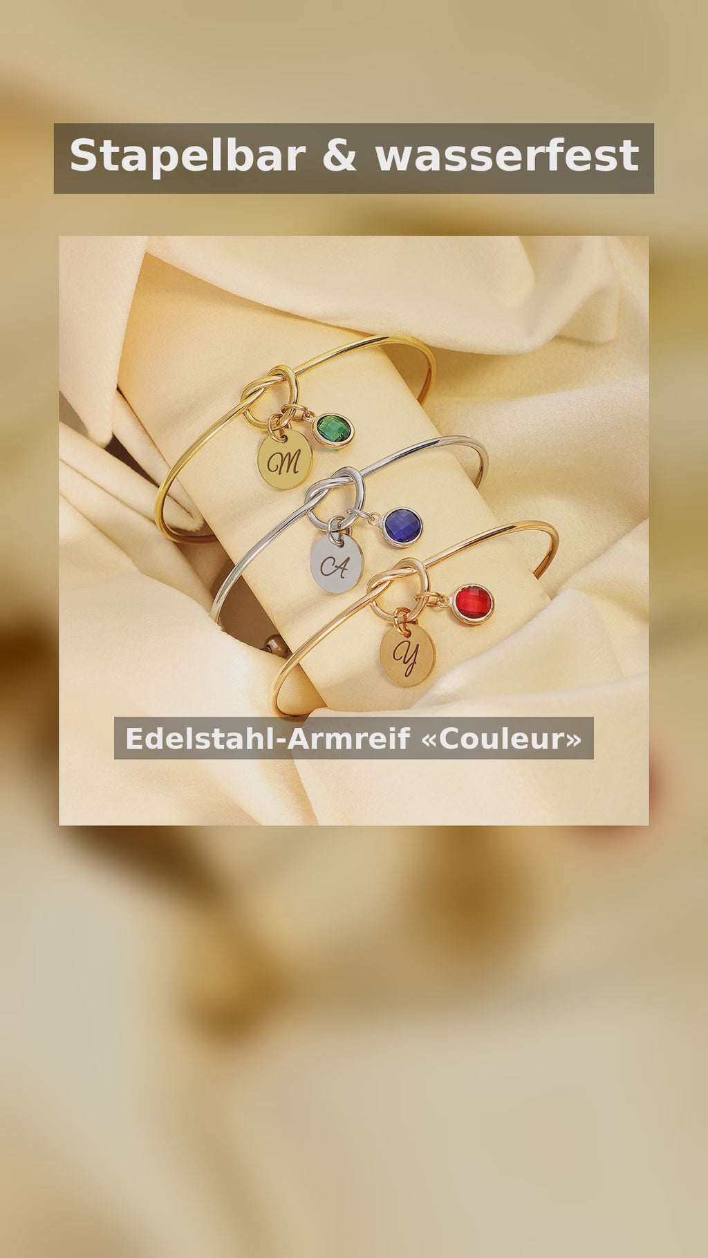 Edelstahl-Armreif «Couleur» · verstellbar, Gold