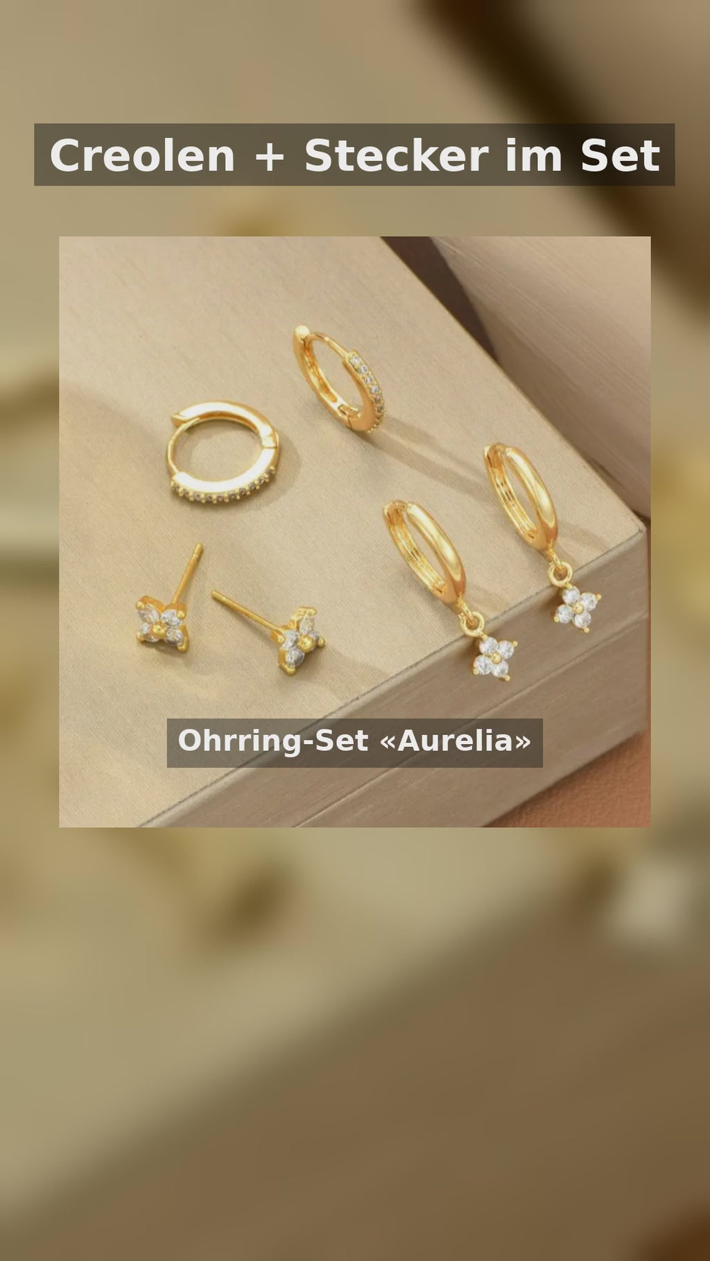 Statement-Ohrring-Set «Aurelia» · Creolen & Stecker, Gold