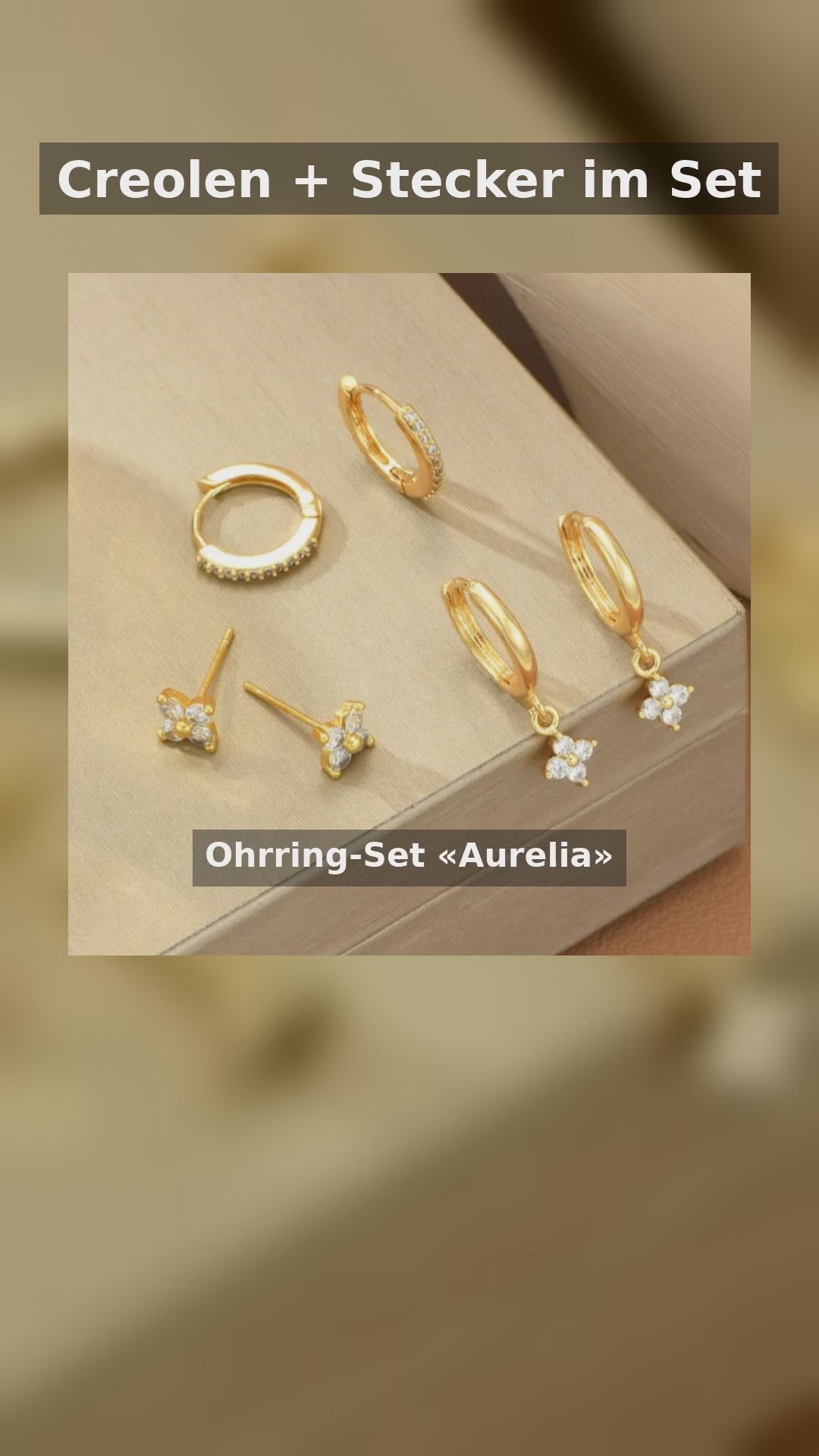 Statement-Ohrring-Set «Aurelia» · Creolen & Stecker, Gold