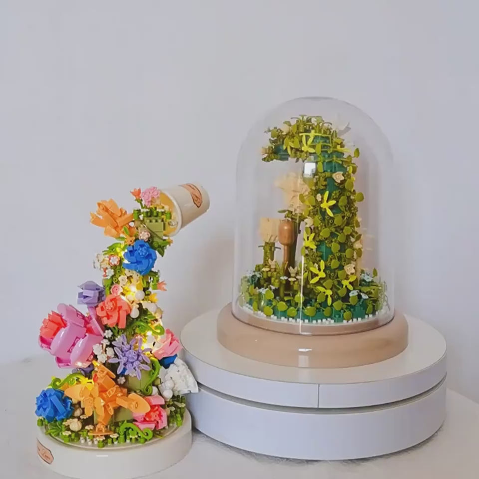 Schwan Blumen-Puzzle Bausteine mit Vitrine