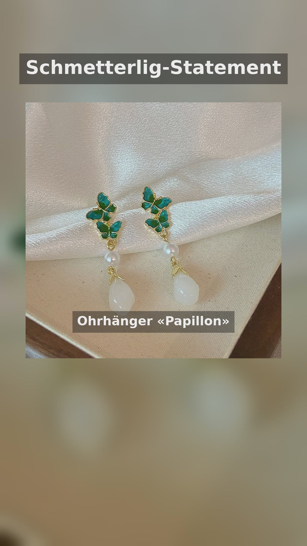Schmetterling-Ohrhänger «Papillon» · Kristall, Grün