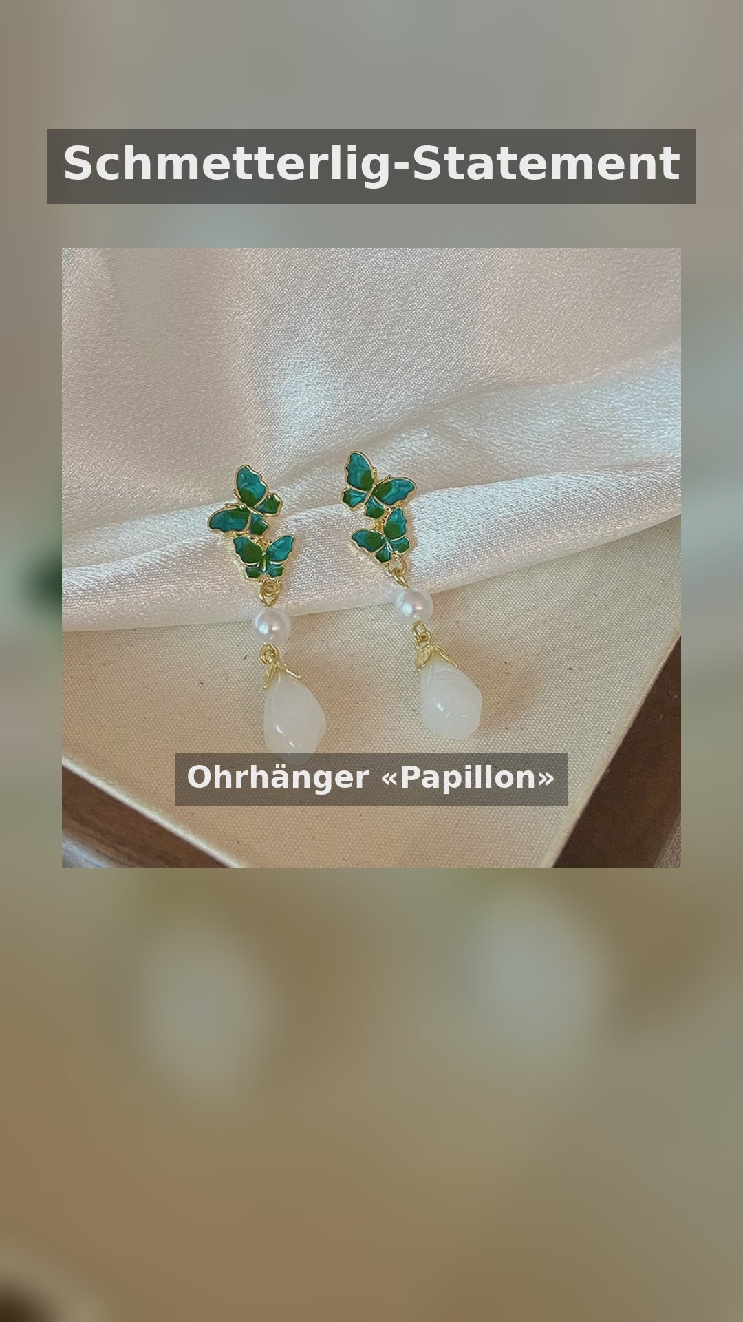 Schmetterling-Ohrhänger «Papillon» · Kristall, Grün