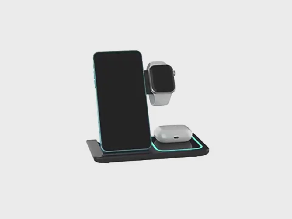 Gelenkte 3-in-1-Ladestation für Smartphone, Uhren & Airpods