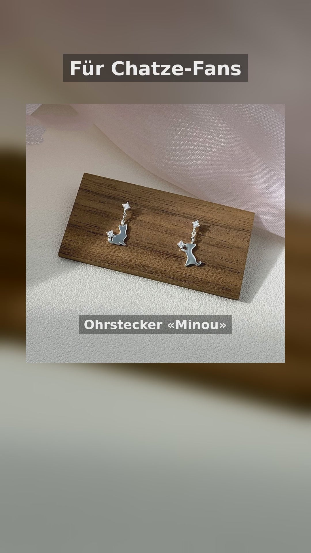 Ohrstecker «Minou» · Kätzchen, 925 Silber