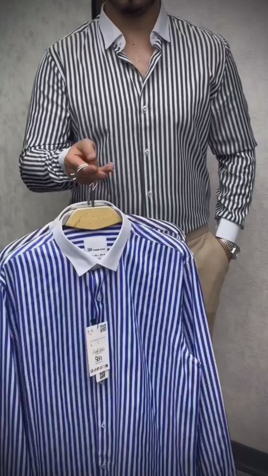Gestreiftes Langarmshirt mit Knopfleiste