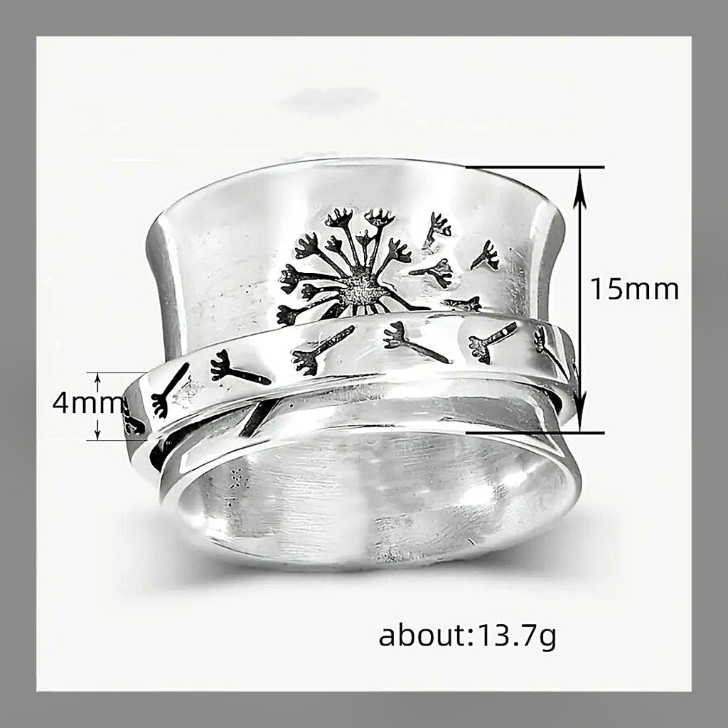 LuxeStyle-Edit · Pusteblumen-Ring «Dandelion» – filigran graviert