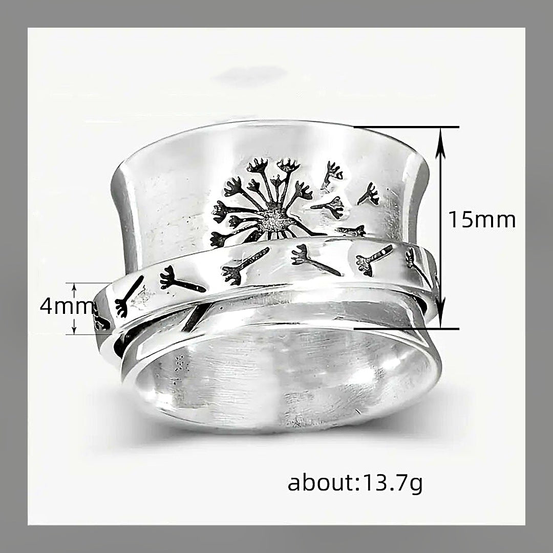LuxeStyle-Edit · Pusteblumen-Ring «Dandelion» – filigran graviert
