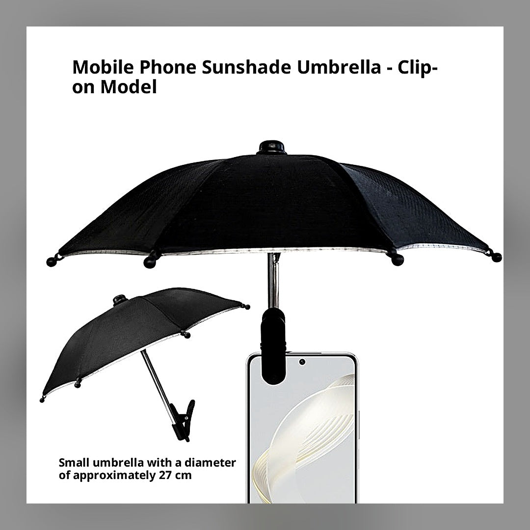 LuxeStyle-Edit · Regenschirm mit Handy-Halterung – freihändig, 8 Streben, UV-beschichtet