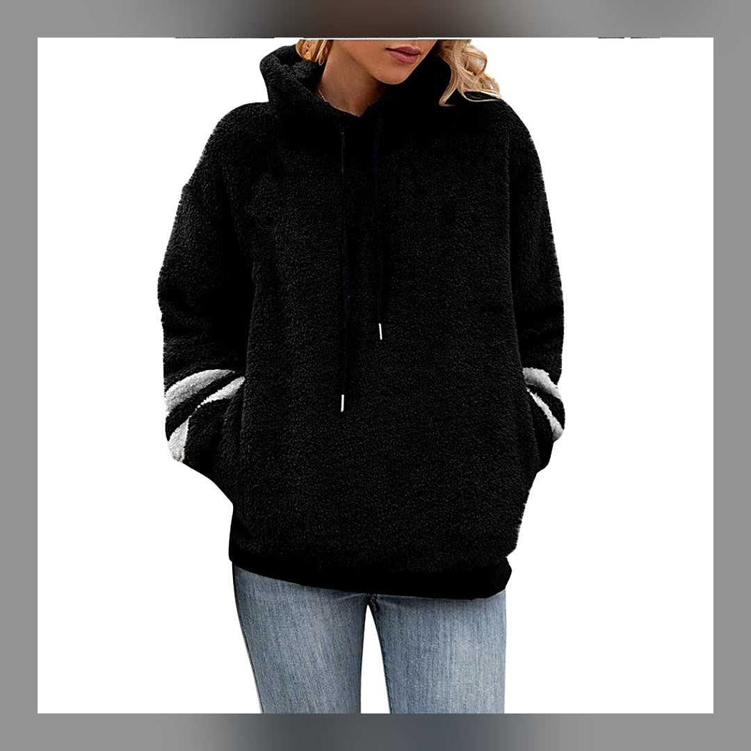 LuxeStyle-Edit · Relaxed-Fit Hoodie «Cosy» – mit Fell-Panel & Kordelzug