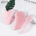 Rosenquarz Gua Sha Set - 3 Schaber fuer Gesichtsmassage