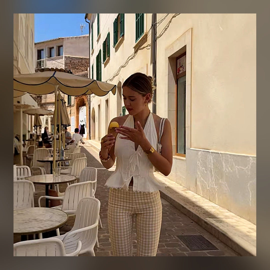 LuxeStyle-Edit · Spitzen-Bluse mit Schleife · Damen, Patchwork-Design (Sommer 2026)