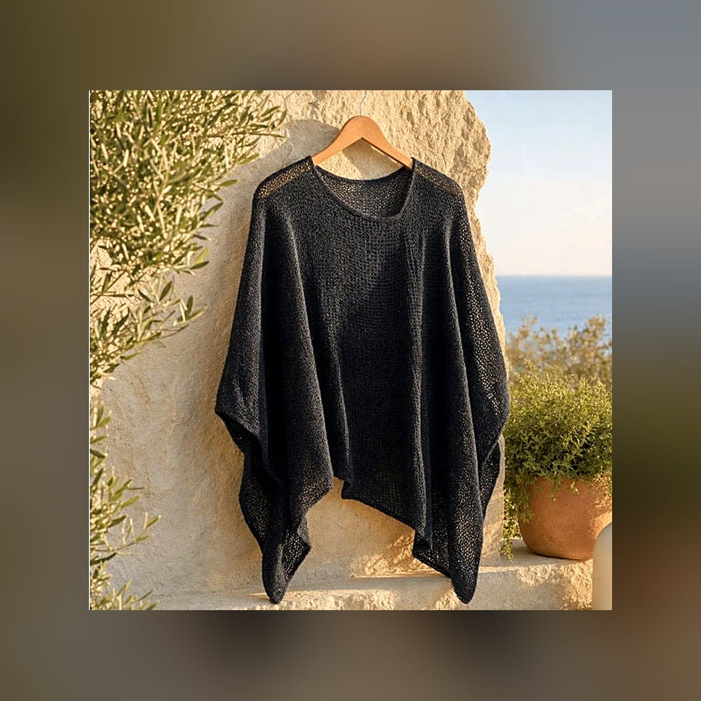 LuxeStyle-Edit · Strick-Cape «Aria» · Solid, Poncho-Optik