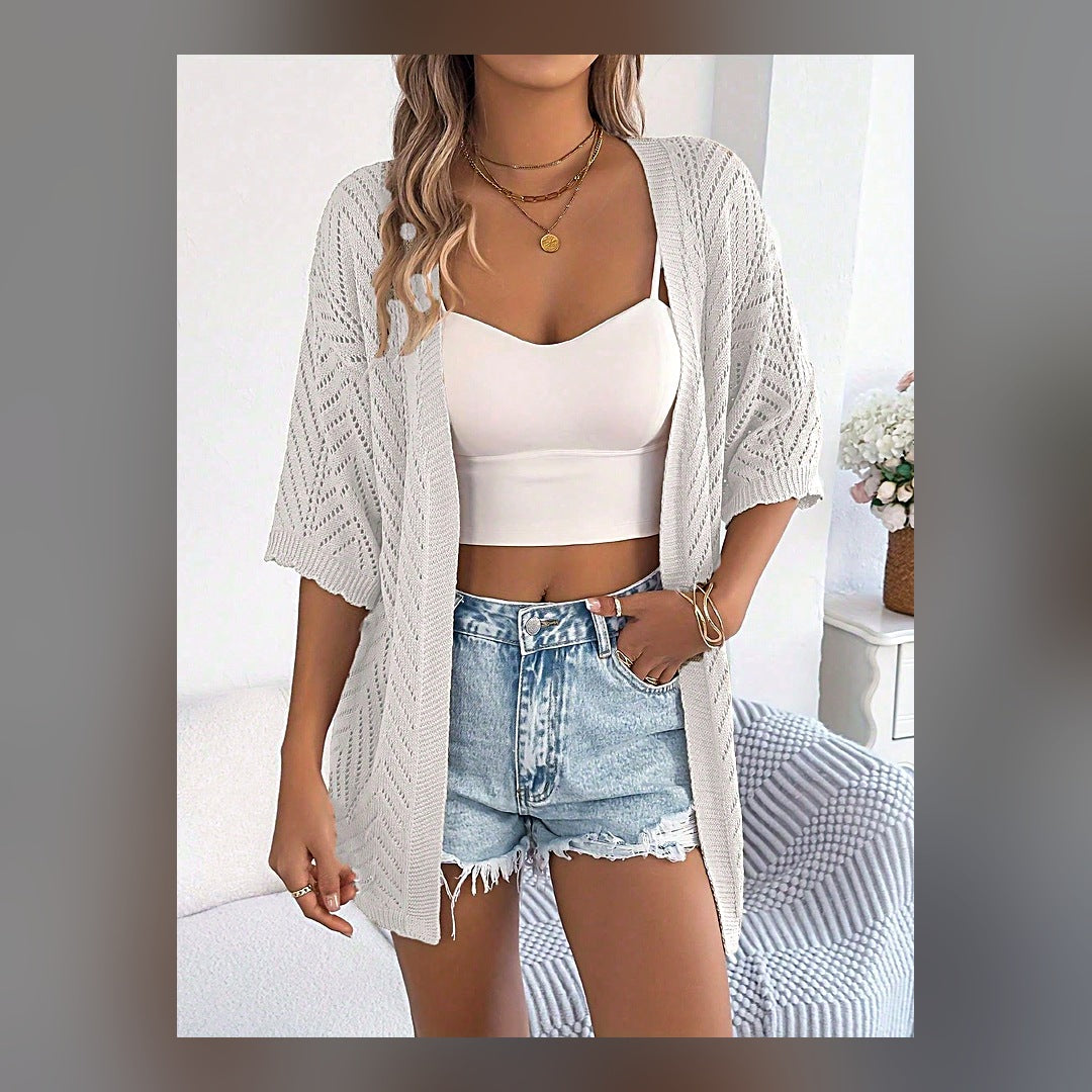 LuxeStyle-Edit · Strick-Cardigan «Bohème» · Pointelle, Leicht & Offen