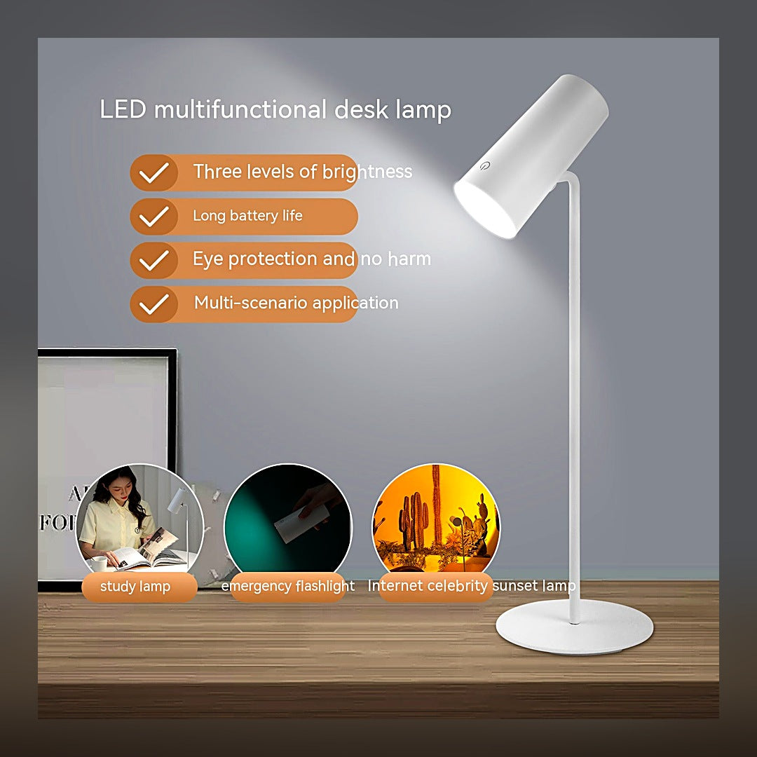 LuxeStyle-Edit · LED Schreibtischlampe Akku – 3 Helligkeitsstufen, Augenschutz & Sunset-Modus