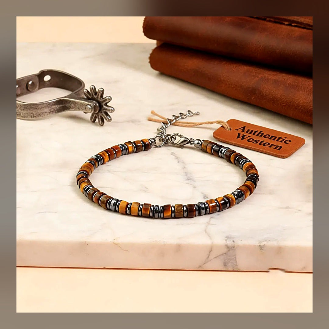 LuxeStyle-Edit · Tigerauge-Armband «Savana» – Naturstein doppelreihig